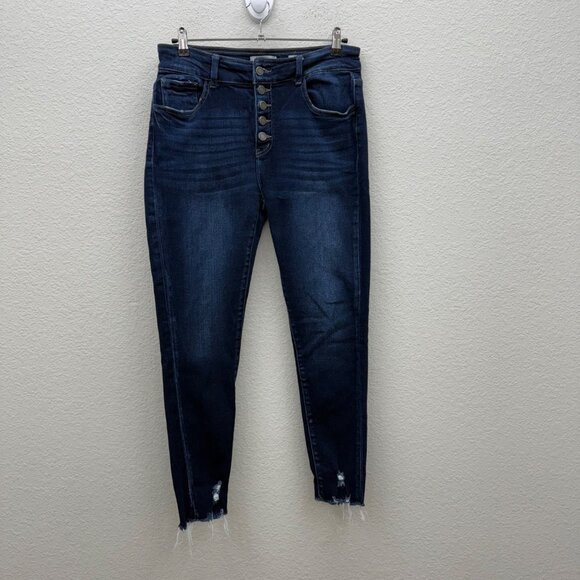KanCan High Rise Ankle Skinny Button Fly Stretch Denim Blue Jeans Womens size 30 - Picture 1 of 12